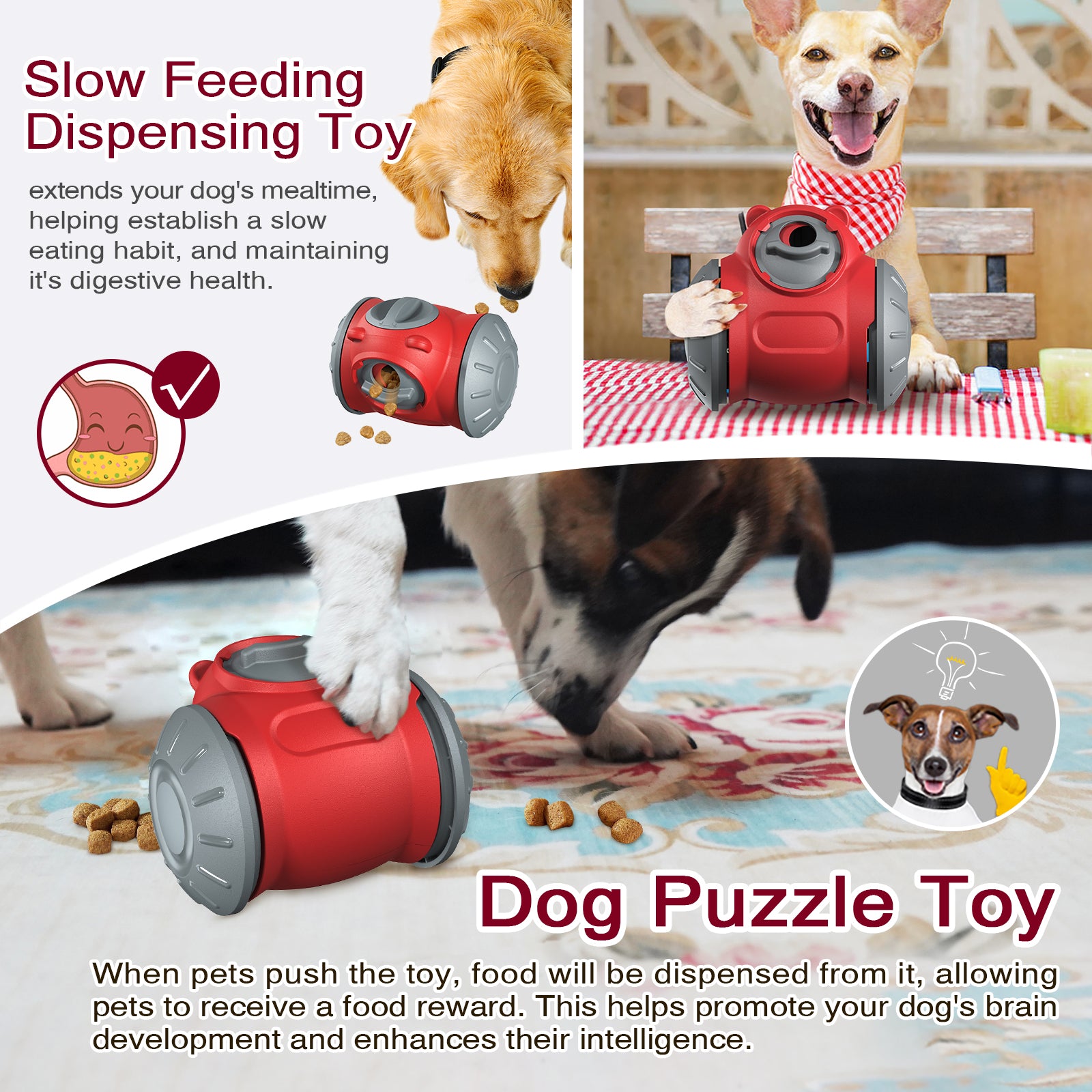 Interactive Dog Puzzle Toy – dog food dispenser ball