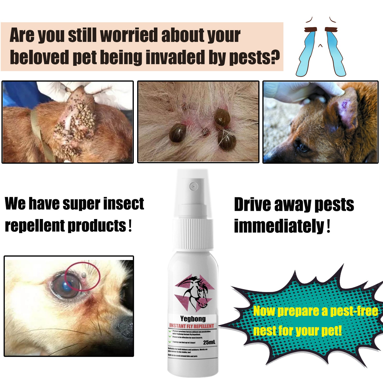 Flea & Tick Repellent Spray – Anti-Itch for Pets